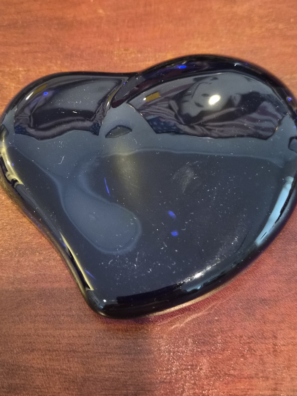 Authentic Tiffany & Co. Elsa Peretti Cobalt Blue Crystal Heart Paperweight 9 OZ